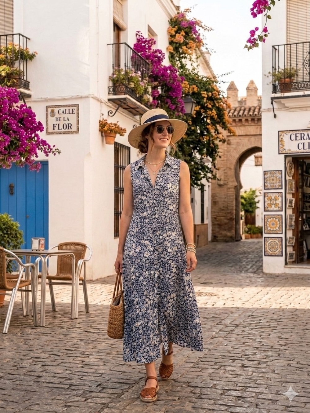 croft & barrow Navy and White Floral Maxi Dress
